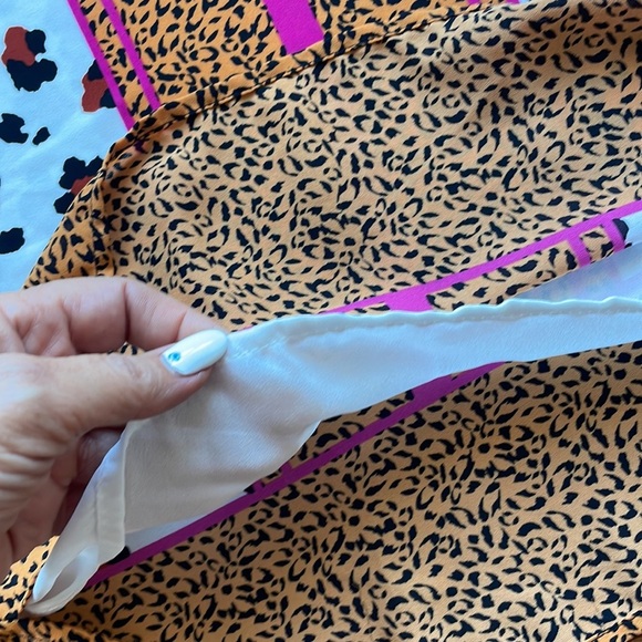 Allison Joy animal block stripe blouse V neck drop half split sleeve / relaxed S - Picture 12 of 13